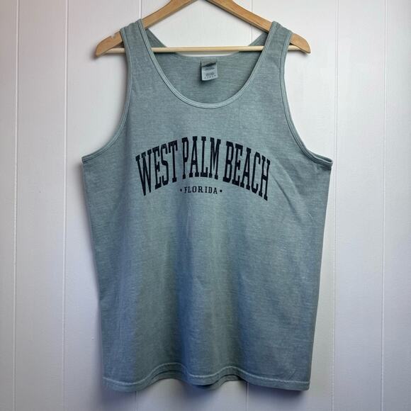 Gilda. Blue Grey Distressed Logo West Palm Beach Tank Top Women’s Size Large - Picture 7 of 11